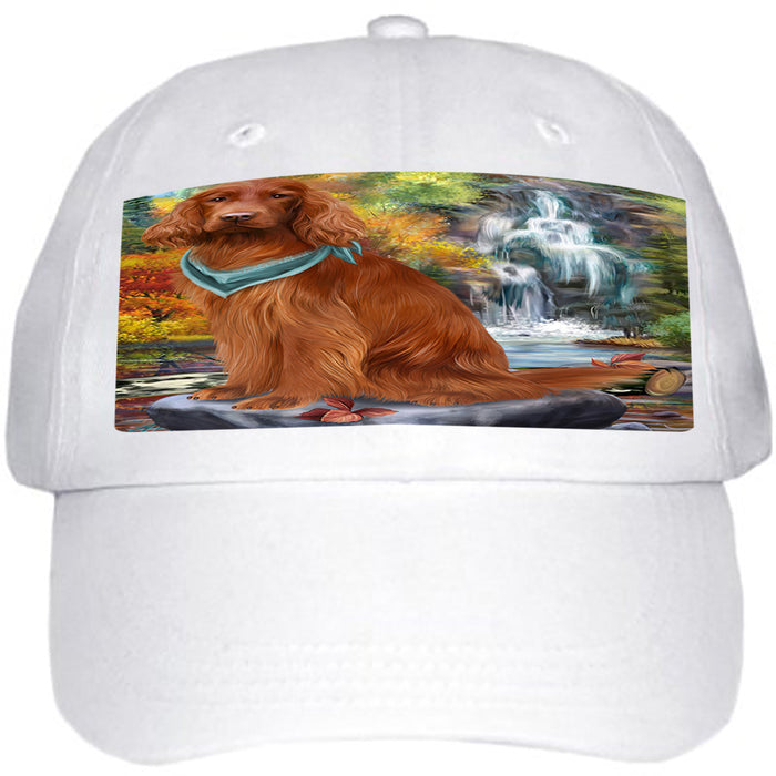 Scenic Waterfall Irish Setter Dog Ball Hat Cap HAT59454