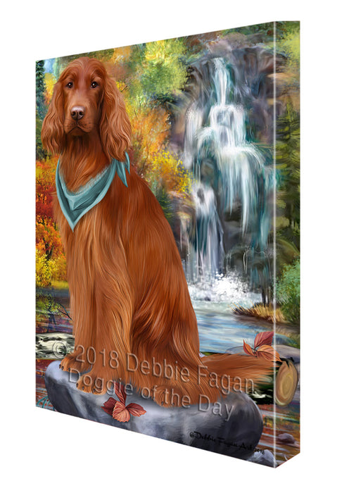 Scenic Waterfall Irish Setter Dog Canvas Print Wall Art Décor CVS84428