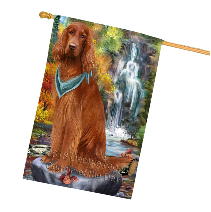 Scenic Waterfall Irish Setter Dog House Flag FLG52040