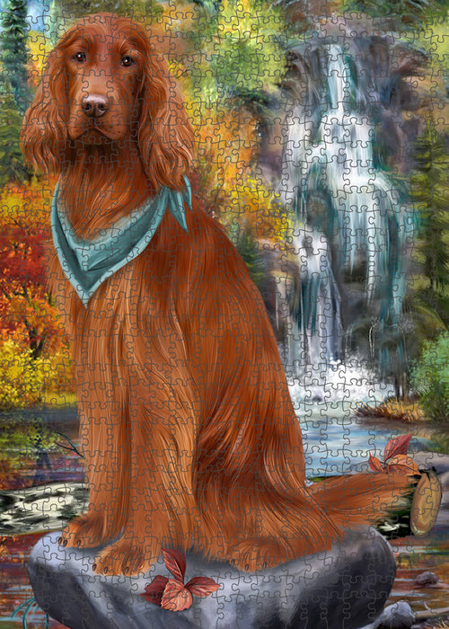 Scenic Waterfall Irish Setter Dog Puzzle with Photo Tin PUZL59808