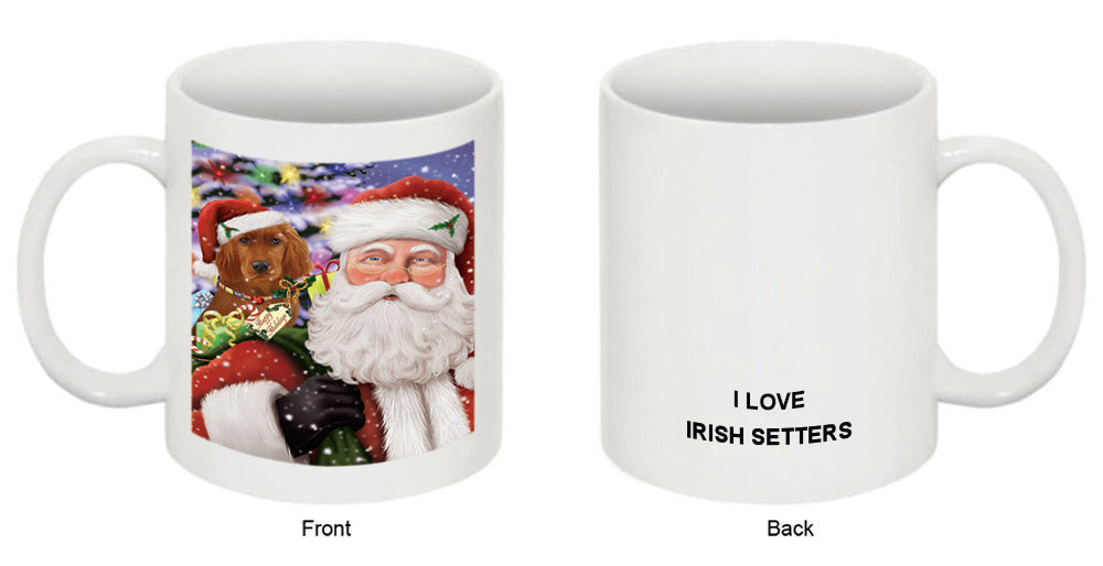 Santa Carrying Irish Setter Dog and Christmas Presents Coffee Mug MUG49090