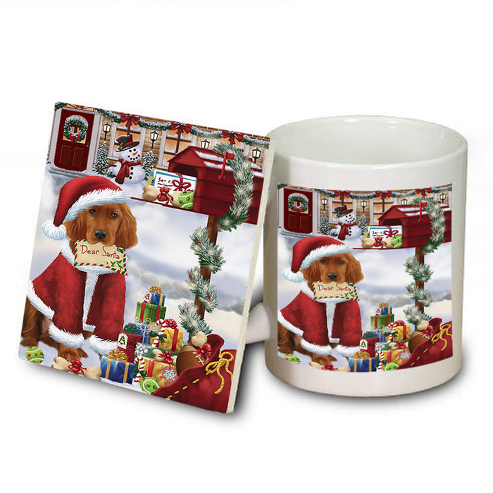 Irish Setter Dog Dear Santa Letter Christmas Holiday Mailbox Mug and Coaster Set MUC53534