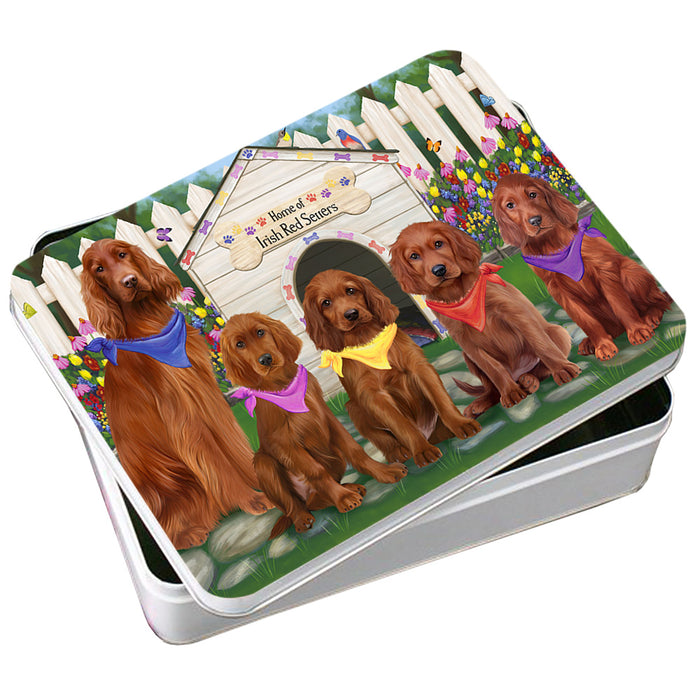 Spring Dog House Irish Setters Dog Photo Storage Tin PITN52209