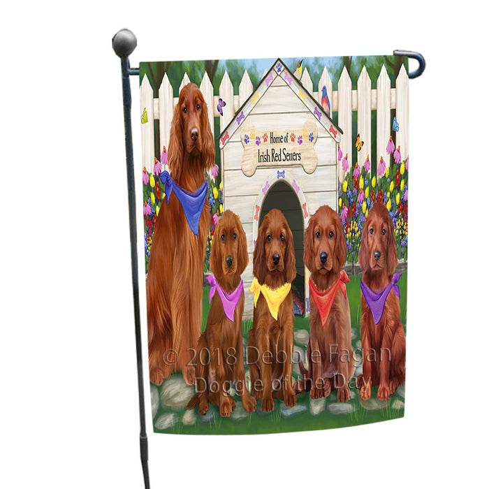 Spring Dog House Irish Setters Dog Garden Flag GFLG52154