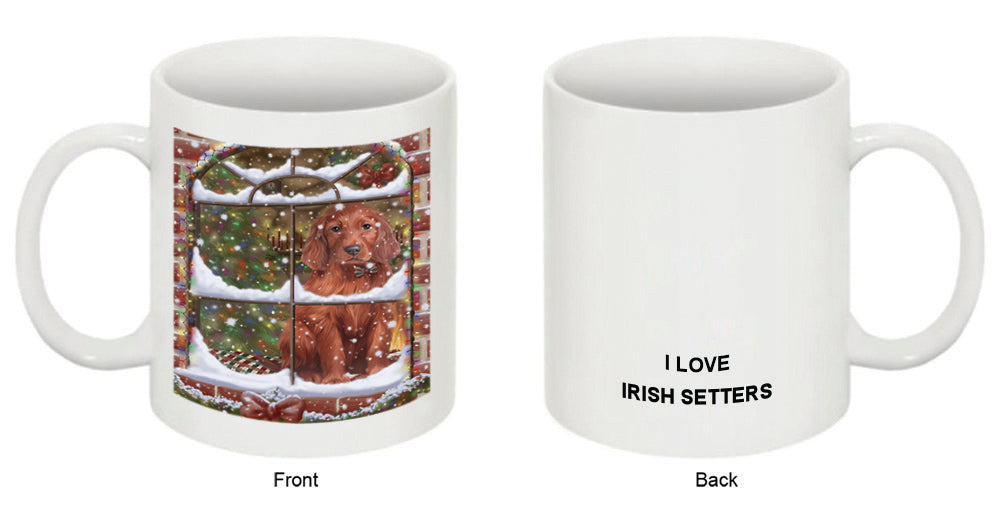 Please Come Home For Christmas Irish Setter Dog Sitting In Window Coffee Mug MUG49033