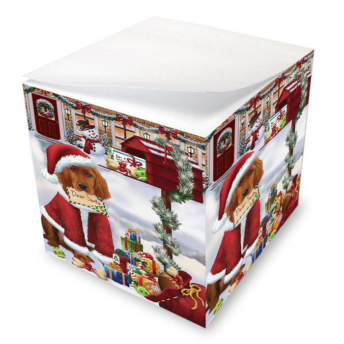 Irish Setter Dog Dear Santa Letter Christmas Holiday Mailbox Note Cube NOC55188