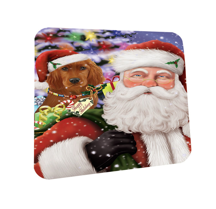 Santa Carrying Irish Setter Dog and Christmas Presents Coasters Set of 4 CST53650