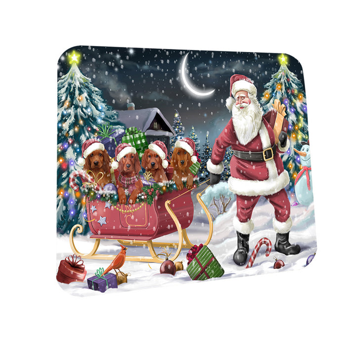 Santa Sled Dogs Christmas Happy Holidays Irish Setters Dog Coasters Set of 4 CST51680