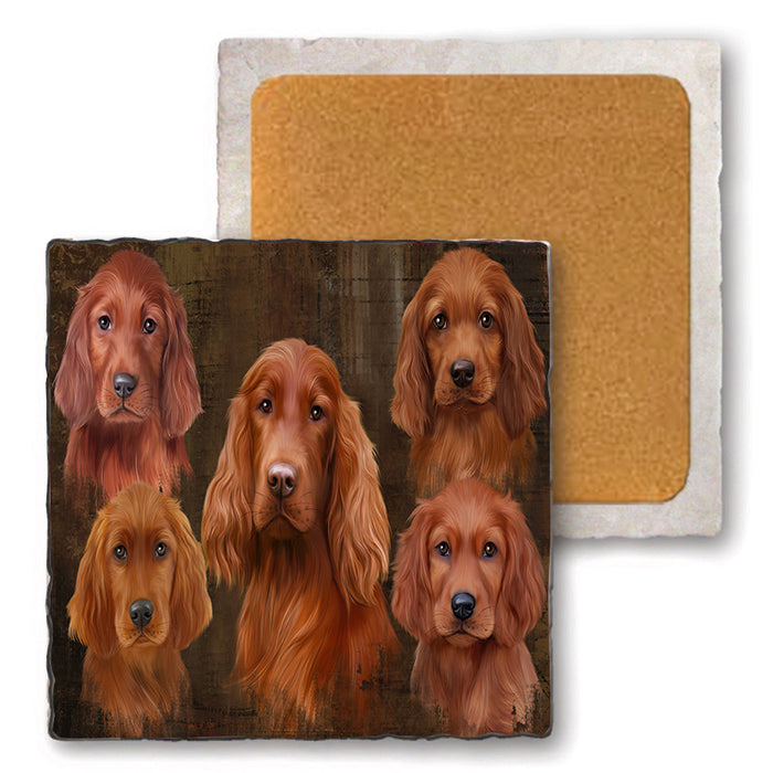 Rustic 5 Irish Setter Dog Set of 4 Natural Stone Marble Tile Coasters MCST49137