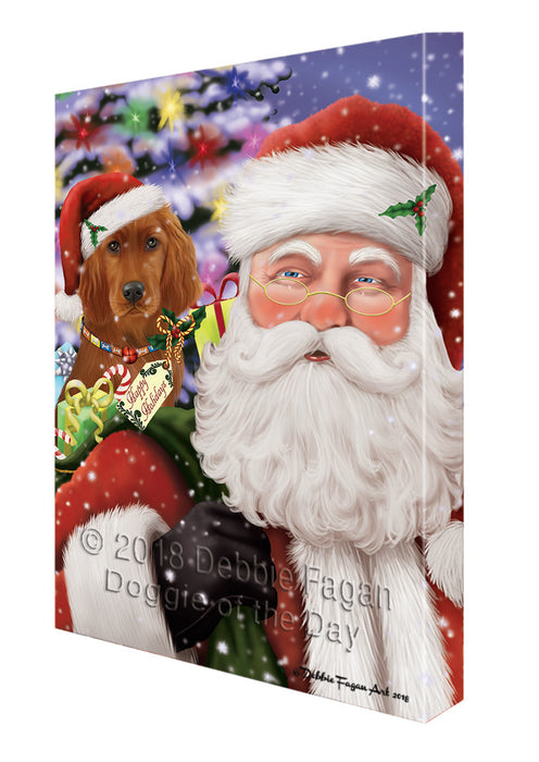 Santa Carrying Irish Setter Dog and Christmas Presents Canvas Print Wall Art Décor CVS101078