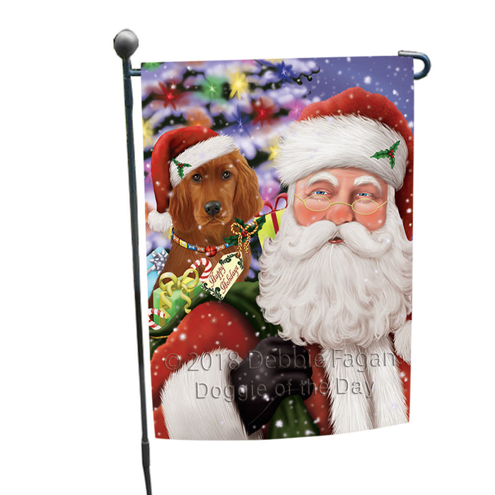 Santa Carrying Irish Setter Dog and Christmas Presents Garden Flag GFLG53754