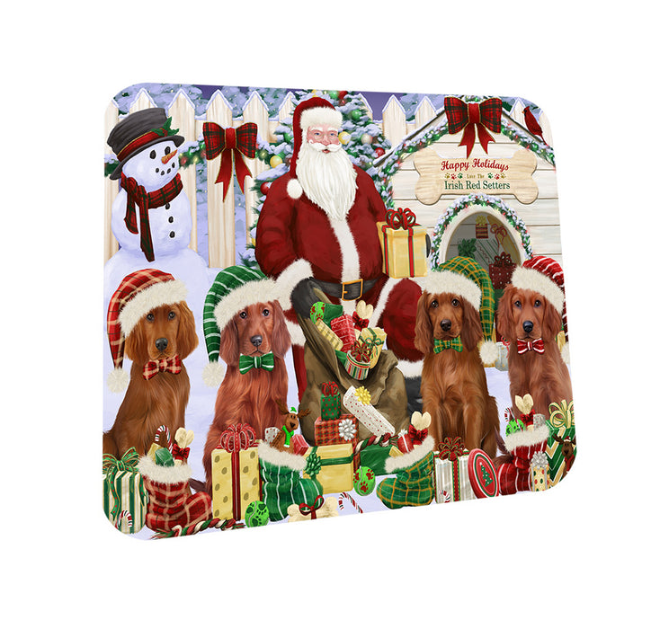 Christmas Dog House Irish Setters Dog Coasters Set of 4 CST52564