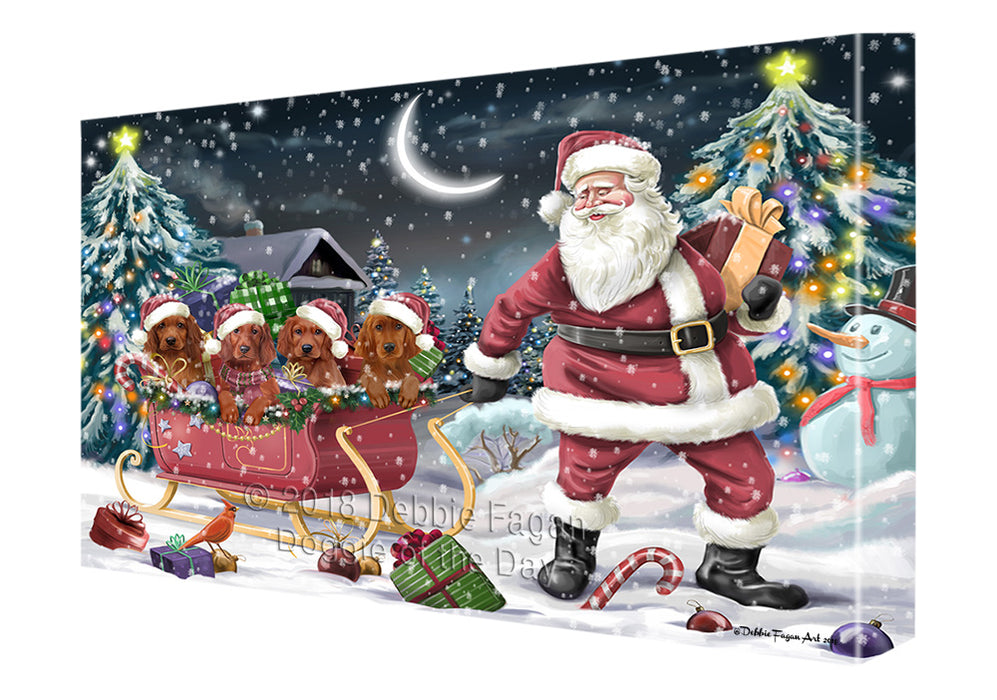 Santa Sled Dogs Christmas Happy Holidays Irish Setters Dog Canvas Print Wall Art Décor CVS82754