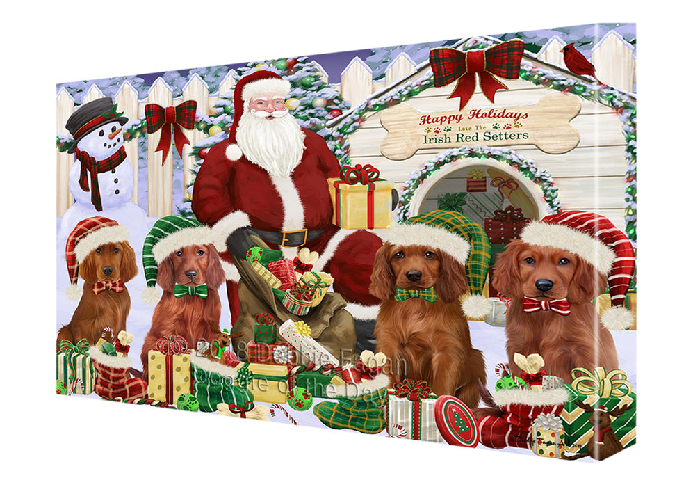 Christmas Dog House Irish Setters Dog Canvas Print Wall Art Décor CVS90242