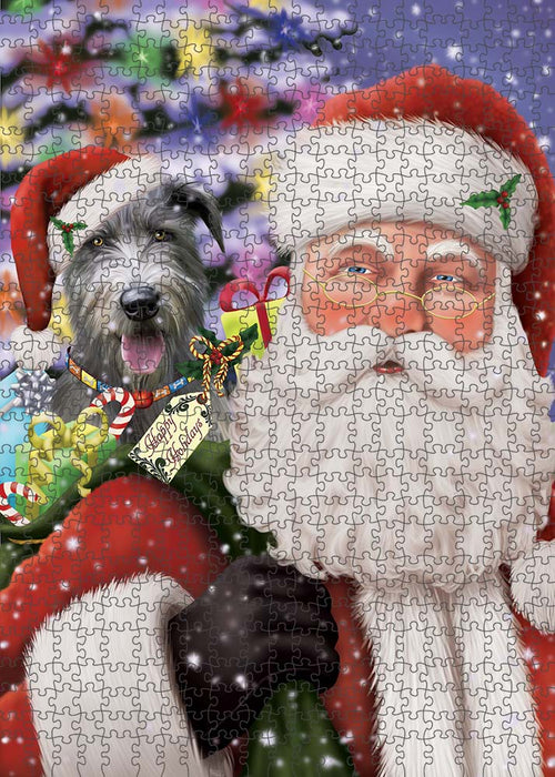 Santa Carrying Irish Wolfhound Dog and Christmas Presents Puzzle with Photo Tin PUZL90236