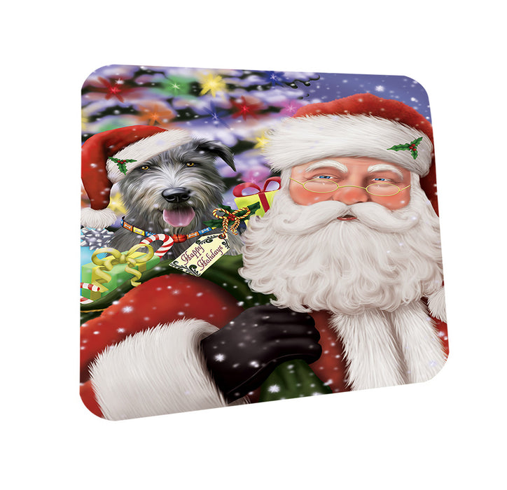 Santa Carrying Irish Wolfhound Dog and Christmas Presents Coasters Set of 4 CST55466