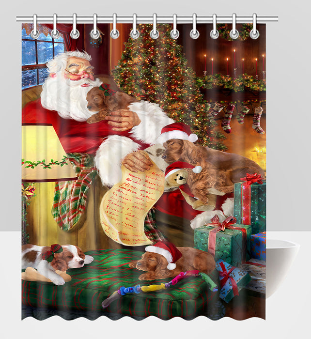 Santa Sleeping with Irish Setter Dogs Shower Curtain