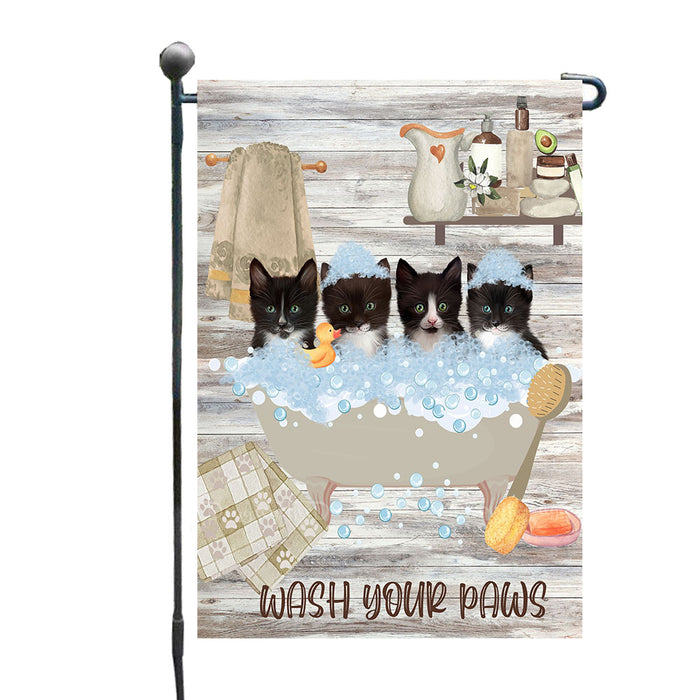 Its Bath Time Tuxedo Cats Garden Flags- Outdoor Double Sided Garden Yard Porch Lawn Spring Decorative Vertical Home Flags 12 1/2"w x 18"h