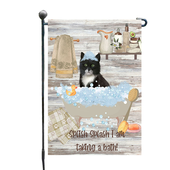 Its Bath Time Tuxedo Cats Garden Flags- Outdoor Double Sided Garden Yard Porch Lawn Spring Decorative Vertical Home Flags 12 1/2"w x 18"h