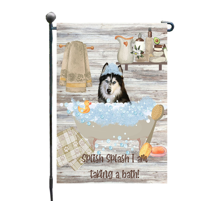 Its Bath Time Siberian Husky Dogs Garden Flags - Outdoor Double Sided Garden Yard Porch Lawn Spring Decorative Vertical Home Flags 12 1/2"w x 18"h