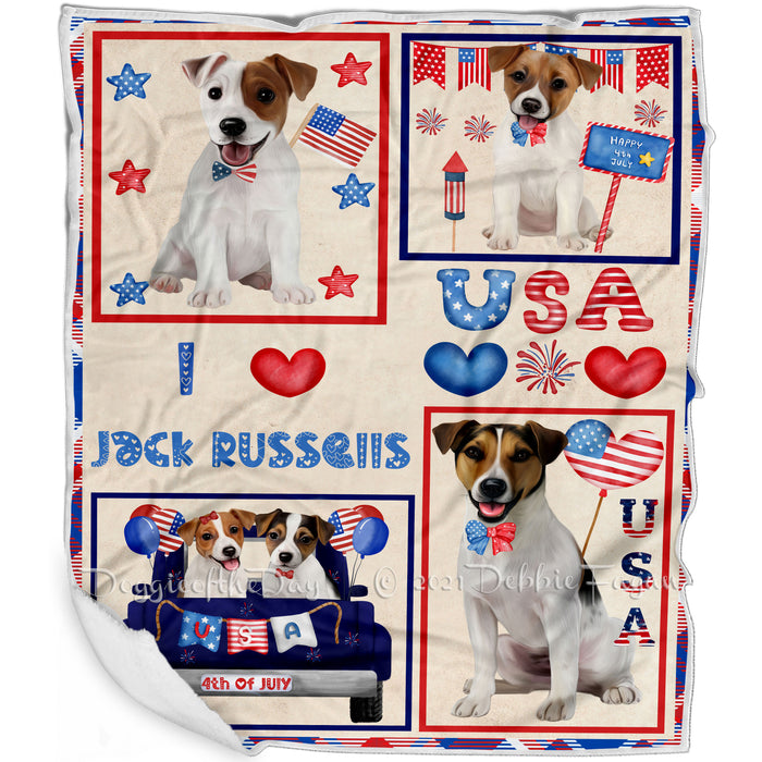 4th of July Independence Day I Love USA Jack Russell Dogs Blanket BLNKT143513