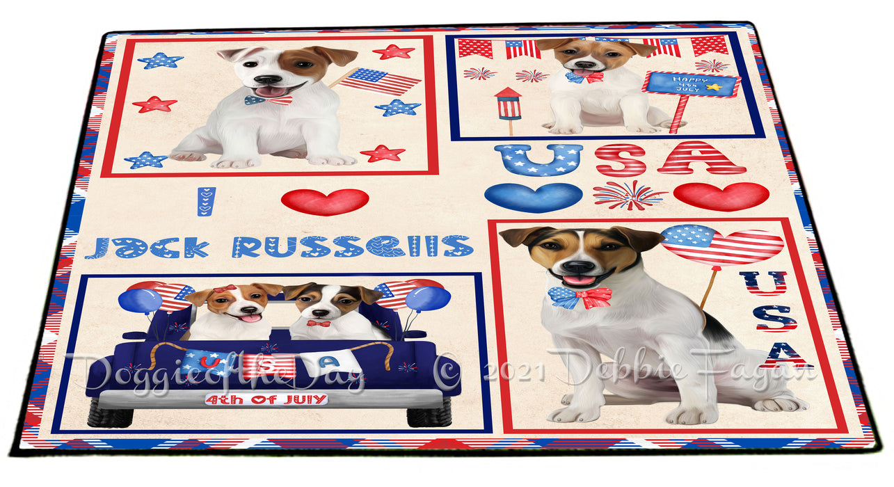 4th of July Independence Day I Love USA Jack Russell Dogs Floormat FLMS56236 Floormat FLMS56236