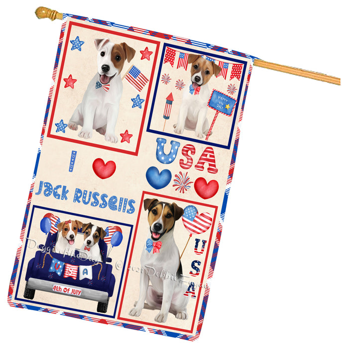 4th of July Independence Day I Love USA Jack Russell Dogs House flag FLG66966