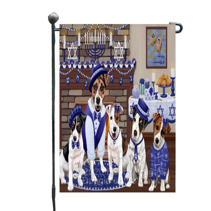Happy Hanukkah Family Jack Russell Terrier Dogs Garden Flag GFLG65992