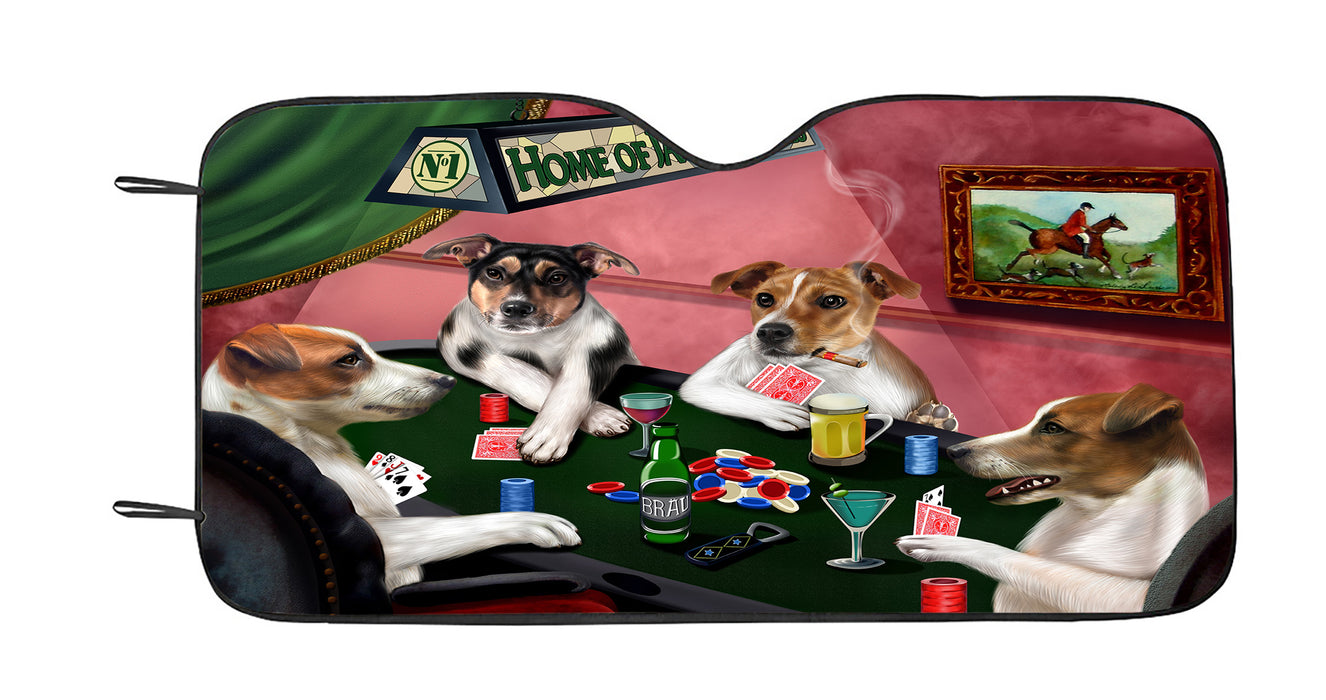 Home of  Jack Russell Dogs Playing Poker Car Sun Shade