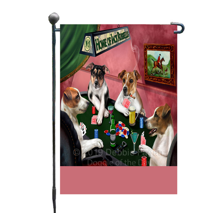 Personalized Home of Jack Russell Dogs Four Dogs Playing Poker Custom Garden Flags GFLG-DOTD-A60277