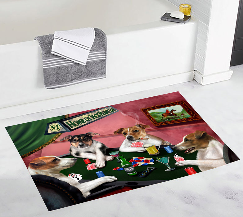 Home of  Jack Russell Dogs Playing Poker Bath Mat