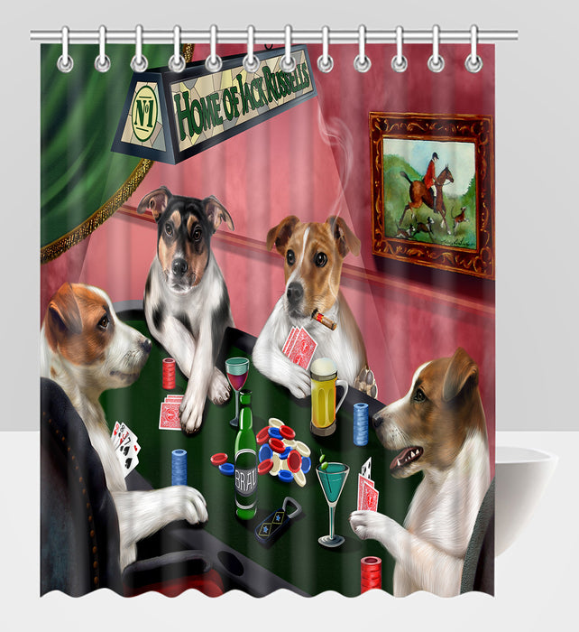 Home of  Jack Russell Dogs Playing Poker Shower Curtain