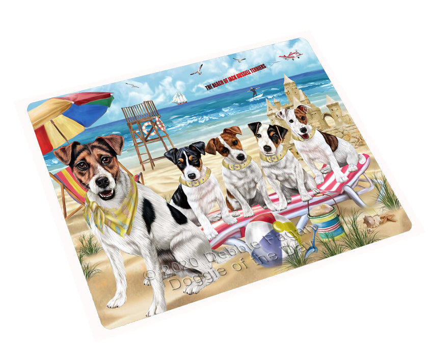 Pet Friendly Beach Jack Russell Terrier Dogs Cutting Board - For Kitchen - Scratch & Stain Resistant - Designed To Stay In Place - Easy To Clean By Hand - Perfect for Chopping Meats, Vegetables