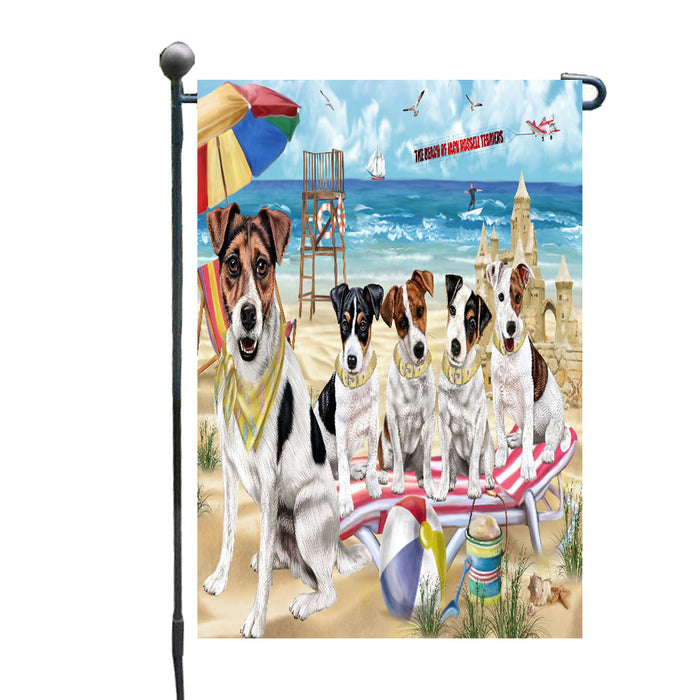Pet Friendly Beach Jack Russell Terrier Dogs Garden Flags Outdoor Decor for Homes and Gardens Double Sided Garden Yard Spring Decorative Vertical Home Flags Garden Porch Lawn Flag for Decorations