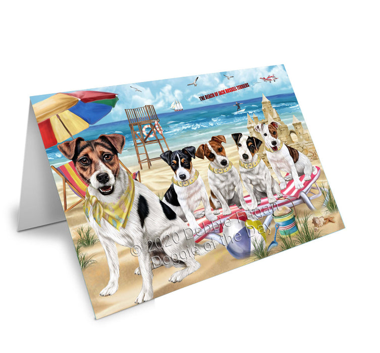 Pet Friendly Beach Jack Russell Terrier Dogs Handmade Artwork Assorted Pets Greeting Cards and Note Cards with Envelopes for All Occasions and Holiday Seasons