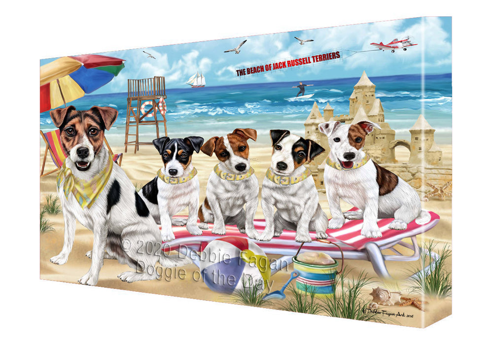 Pet Friendly Beach Jack Russell Terrier Dogs Canvas Wall Art - Premium Quality Ready to Hang Room Decor Wall Art Canvas - Unique Animal Printed Digital Painting for Decoration