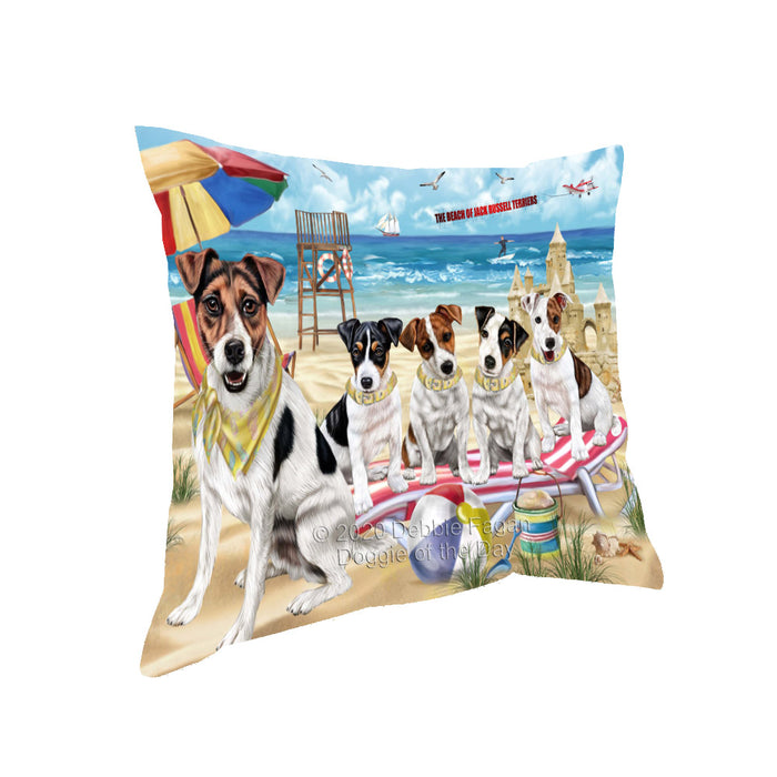 Pet Friendly Beach Jack Russell Terrier Dogs Pillow with Top Quality High-Resolution Images - Ultra Soft Pet Pillows for Sleeping - Reversible & Comfort - Ideal Gift for Dog Lover - Cushion for Sofa Couch Bed - 100% Polyester