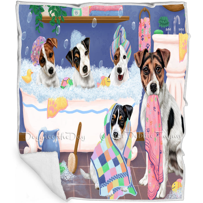 Rub A Dub Dogs In A Tub Jack Russell Terriers Dog Blanket BLNKT130593