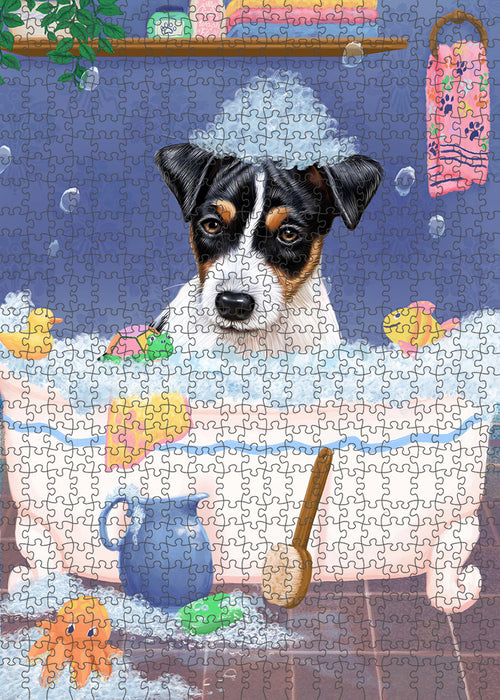 Rub A Dub Dog In A Tub Jack Russell Terrier Dog Portrait Jigsaw Puzzle for Adults Animal Interlocking Puzzle Game Unique Gift for Dog Lover's with Metal Tin Box PZL298