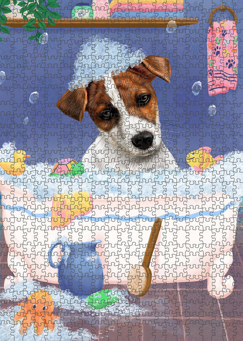 Rub A Dub Dog In A Tub Jack Russell Terrier Dog Portrait Jigsaw Puzzle for Adults Animal Interlocking Puzzle Game Unique Gift for Dog Lover's with Metal Tin Box PZL297