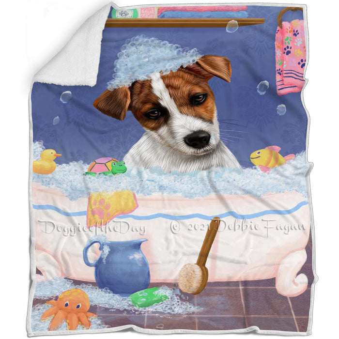 Rub A Dub Dog In A Tub Jack Russell Terrier Dog Blanket BLNKT143091