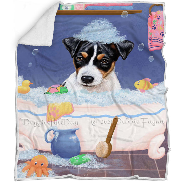 Rub A Dub Dog In A Tub Jack Russell Terrier Dog Blanket BLNKT143092