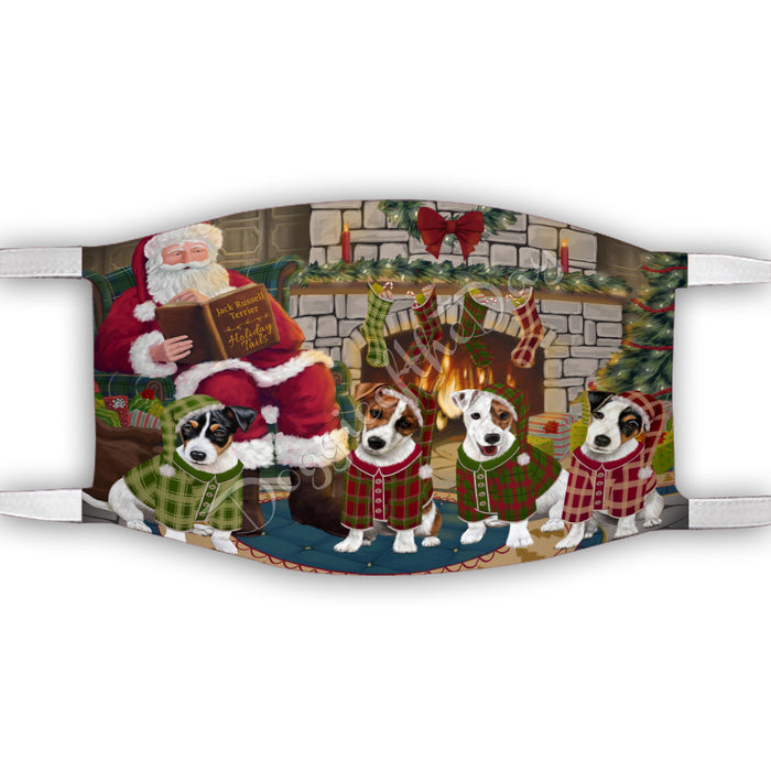 Christmas Cozy Holiday Fire Tails Jack Russell Dogs Face Mask FM48643