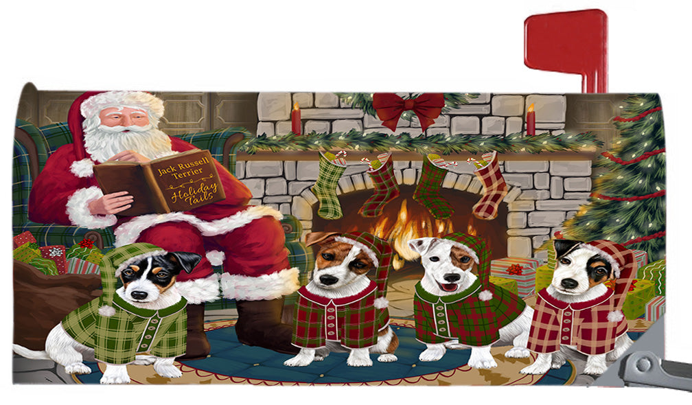 Christmas Cozy Holiday Fire Tails Jack Russell Dogs 6.5 x 19 Inches Magnetic Mailbox Cover Post Box Cover Wraps Garden Yard Décor MBC48911