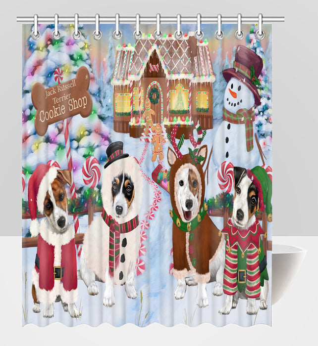 Holiday Gingerbread Cookie Jack Russell Dogs Shower Curtain
