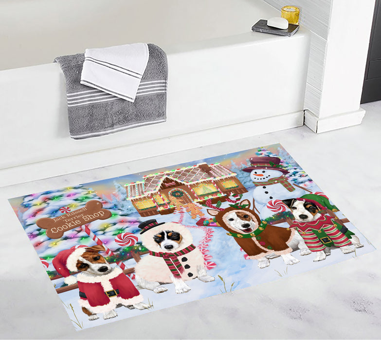 Holiday Gingerbread Cookie Jack Russell Dogs Bath Mat