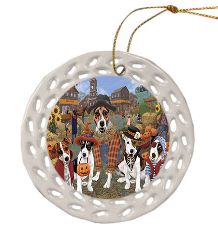 Halloween 'Round Town Jack Russell Terrier Dogs Ceramic Doily Ornament DPOR57505