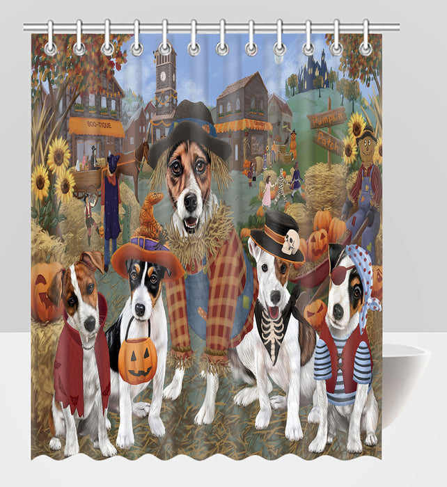Halloween 'Round Town Jack Russell Dogs Shower Curtain