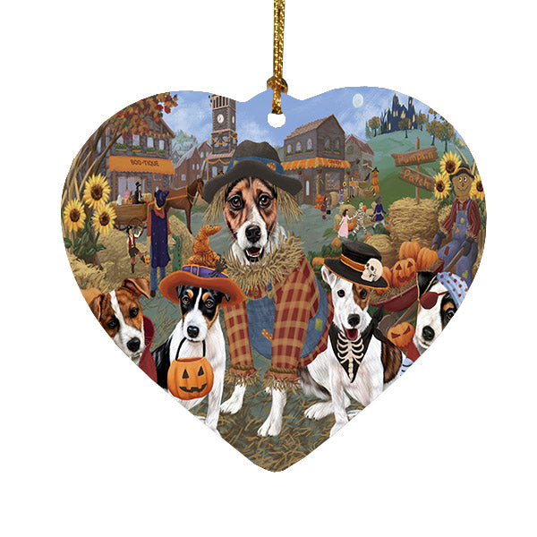 Halloween 'Round Town Jack Russell Terrier Dogs Heart Christmas Ornament HPOR57505