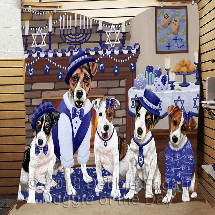Happy Hanukkah Family and Happy Hanukkah Both Jack Russell Dogs Quilt